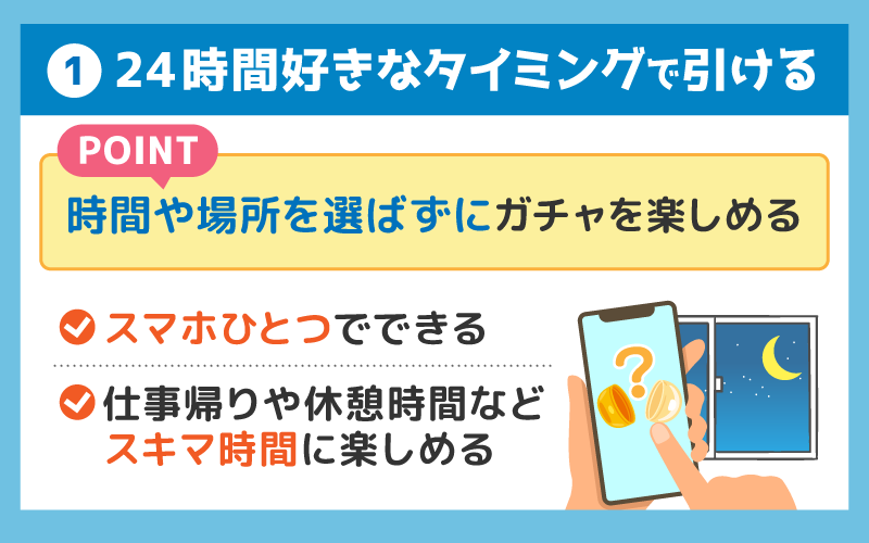 24時間好きなタイミングで楽しめる
